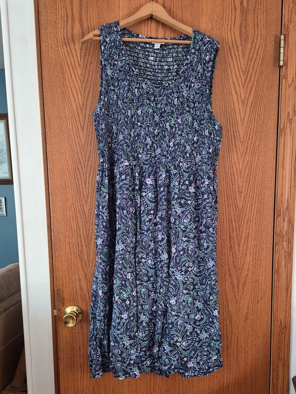 Croft & Barrow Blue Green Purple Paisley Dress Sz XL
